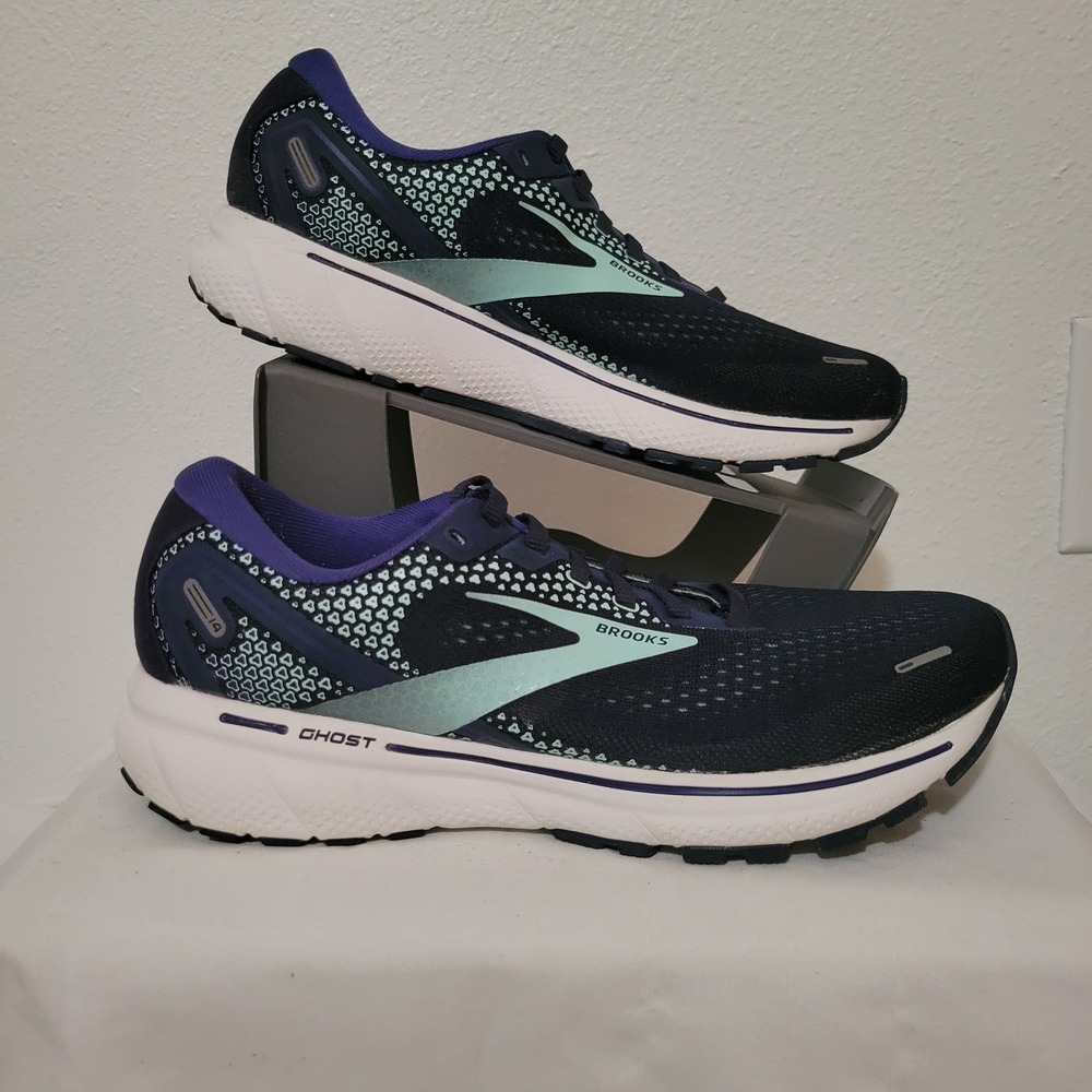 Brooks Ghost 14 Womens 9.5 B Running Shoes Navy Purple Blue Sneakers 1203561B446 - Picture 2 of 14